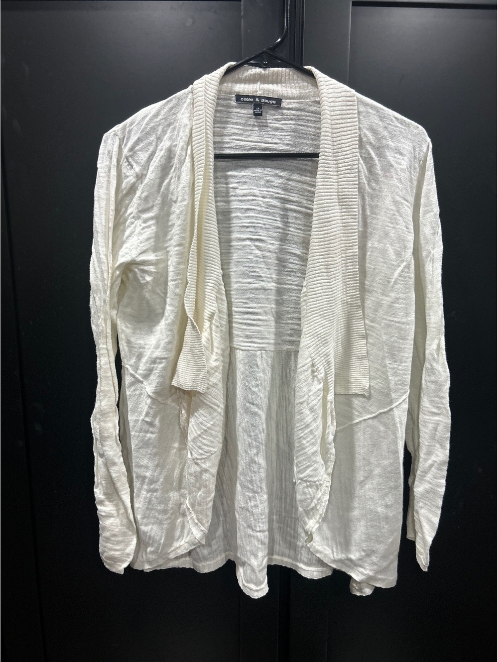 Cable & Gauge Women's White Open Front Cardigan Sweater Size S